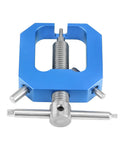 Compact blue Top Shelf Pinion Gear Puller Kit For Rc Cars And Truggies showing aluminum alloy construction and precise jaws.