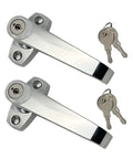 Built Tough L Shape Lever Door Locks For Cabinets Set Of Two Glossy Chrome Plated Zinc Alloy Cam Handles with keys.