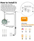 Installation guide for Green Glass Plug In Pendant Light With Cord Hand Blown 8.66 Inch Ribbed Glass Shade