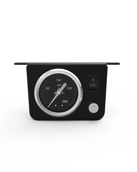 Air Gauge Control Kit With Paddle And Air Fittings For Air Bag Suspension, 0-200 PSI Range, in-cabin mounted with button and gauge