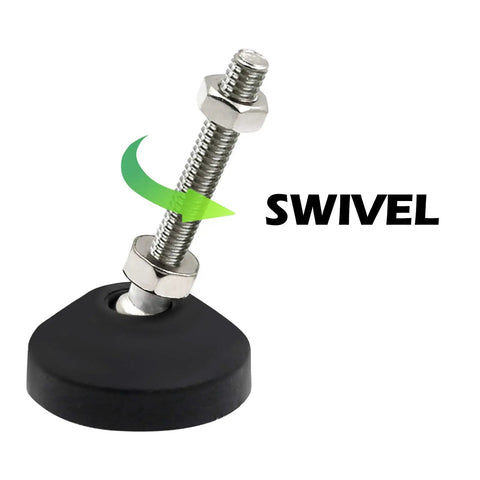 Set Of Four Swivel Furniture Leg Levelers With Adjustable Glide Feet For Tables, Chairs, Cabinets, Workbenches, And Shelving Racks - Easy Install, No Wobble, 1.9 Inch Base Diameter, M8 Thread Size, 1.9 Inch Thread Length, Includes T Nuts