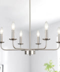 Black And Gold 6 Light Modern Farmhouse Chandelier Light Fixture For Dining Room Kitchen Island Pendant Lights Ceiling Mount Candelabra Style With Anti Rust Finish And Lit Vibe.