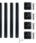 24 Inch Square Adjustable Metal Table Legs Set Of 4 With Leveling Feet Heavy Duty Black Industrial Desk And Workbench Hardware For Diy Furniture And Custom Projects