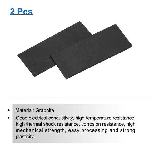 Rectangle Graphite Block Ingot, High Purity Graphite Electrode Plate Sheet For Precision Melting, Casting And Electrolysis, 50x20x1mm, Pack Of 2