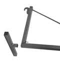 Heavy Duty No Drill Shelf Bracket for Containers showing steel frame and hook design, 18.5 inch deep, supports 550 pound per arm, close-up view.