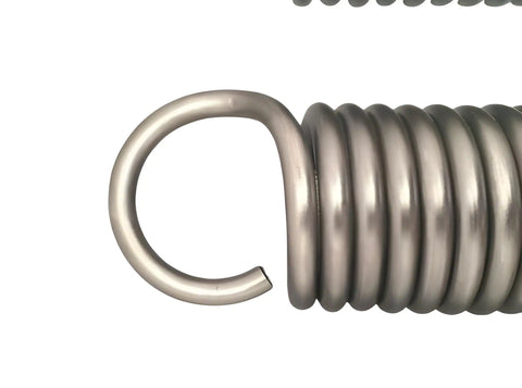 Heavy Duty Extension Springs Pair With .309 Inch Wire And 2.25 Inch Outside Diameter Measuring 20.25 Inches Long showing end detail of spring.
