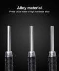 Universal Chain Breaker Tool Kit With 15 Piece Master Link Pins For 420 428 530 Chains Beefy Heavy Duty Steel close-up of alloy pins.