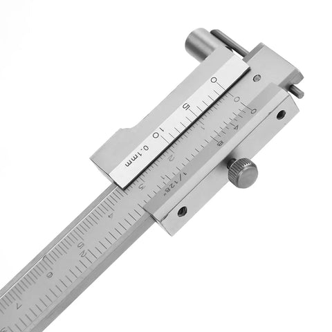 Sturdy Pro Grade Stainless Steel Vernier Caliper with Marking Gauge for Engineers, 0-200mm Range, close-up on scale
