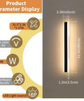 Dope Outdoor Wall Sconce Lights With Three Color Temperatures 3000K 4500K 6000K For Patio Yard Garage, dimension display.