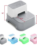 Two Step Toddler Stool Set Of Two, Super Sturdy Non Slip Bath Footrest For Kids Potty Training And Sink Washing, Straight Up Essential For Growing Toddlers, Light Grey with size dimensions.
