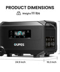 Guardian 6000 V2 Portable Power Station 120V 240V Dual Voltage, 6000W Continuous Output, 7200W Boost, 9000W Surge front view dimensions