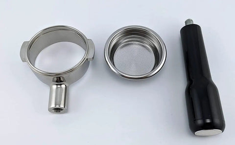 Bottomless 58mm Portafilter For E61 Group Heads, 2-Ear Naked Design, with stainless filter basket, handle detached