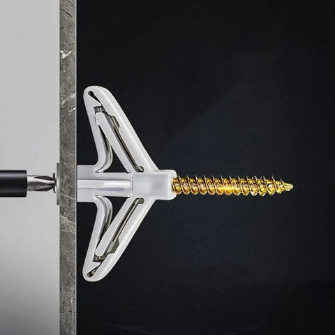 Butterfly Shaped Wall Anchors Set For Drywall And Wood Self Drilling Plugs With Internal Threads Nylon And ABS Construction Anti Rotational