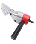 Heavy Duty Metal Shear Drill Attachment That Knocks Out Iron Aluminum Or Stainless Steel Sheets With CRV Steel Blade and 360 rotating handle.