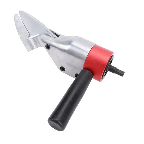 Heavy Duty Metal Shear Drill Attachment That Knocks Out Iron Aluminum Or Stainless Steel Sheets With CRV Steel Blade and 360 rotating handle.