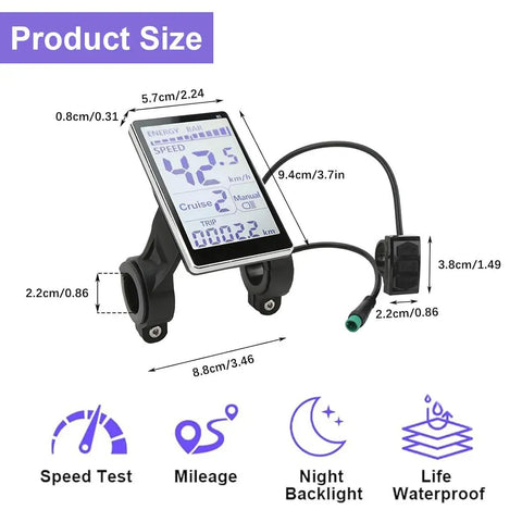 M5 LCD E Bike Display 5 Pin 24V 36V 48V 60V For 31.8Mm And 22.2Mm Ebike Panels, Rugged ABS Bike Computer Meter, E Scooter Screen, Ride Ready Durable E Bike Dashboard Gauge For Power, Speed And Battery