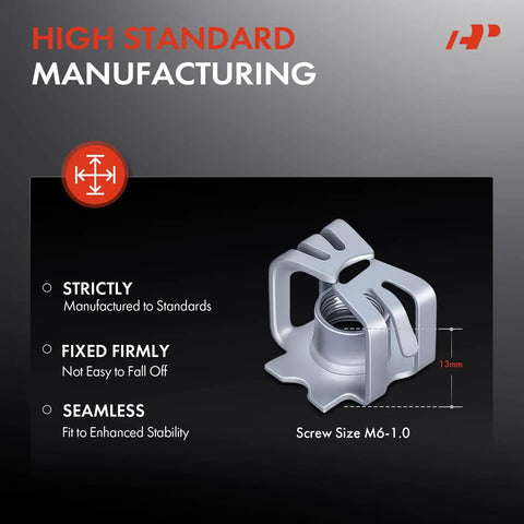 Thirty Tough Headlight Retainer Clips And Specialty Nut Fasteners To Swap Busted Trim Pieces On Buick Enclave Cadillac Ats Ct6 Cts Elr Xt4 Chevy Cruze Silverado Grille displayed with measurements.