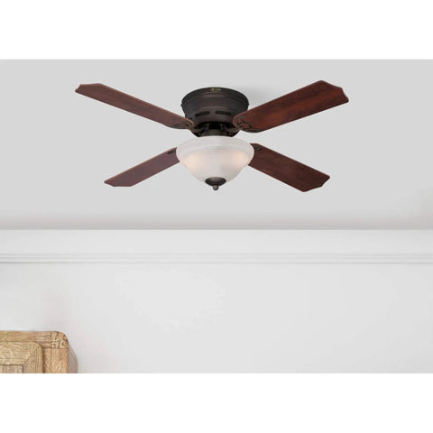 Hadley 42 Inch Indoor Ceiling Fan With Oil Rubbed Bronze Finish, Dimmable LED Light Kit With White Alabaster Bowl, Reversible Applewood And Cherry Blades, Sweet Setup For Small Rooms Up To 100 Sq Ft