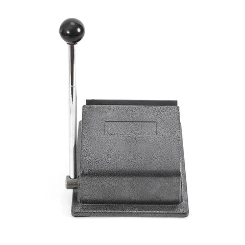 Front view of Multi Sheet Circle Punch Die Cutter 58mm and 70mm with long arm power saving handle and hardened steel die cast base