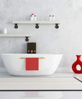 Bathroom with wall-mounted floating shelves using Half Inch Pipe Shelf Bracket Set Of 4 For Wall Mounted Floating Shelves Industrial Rustic Decor