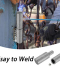 Installation of Four Pack Weldable Barrel Hinges 4 1/8 By 3/4 Inch Heavy Duty Gate Hinges shown during welding process.
