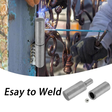 Installation of Four Pack Weldable Barrel Hinges 4 1/8 By 3/4 Inch Heavy Duty Gate Hinges shown during welding process.