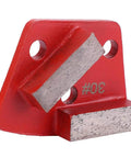 Red trapezoid concrete grinding disc with 30 grit, metal scraper pad for floor grinders, aggressive adhesive removal, levelling tool.