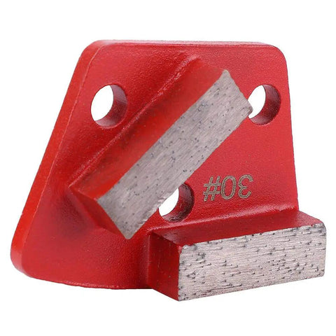 Red trapezoid concrete grinding disc with 30 grit, metal scraper pad for floor grinders, aggressive adhesive removal, levelling tool.