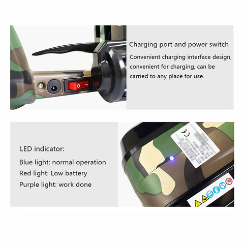 Solid Heavy Lifter Portable Electric Strapping Machine With 3000 Mah Battery Automatic Handheld Plastic Strap Welder showing charging port and LED indicators.