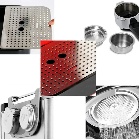 Pro Grade Semi Automatic Espresso Machine For Home Use With Milk Frother 19 Bar Extraction components and details view.