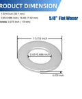 Front view: 5/8 in ID x 1-5/16 in OD stainless steel flat washer, 0.075 in thick