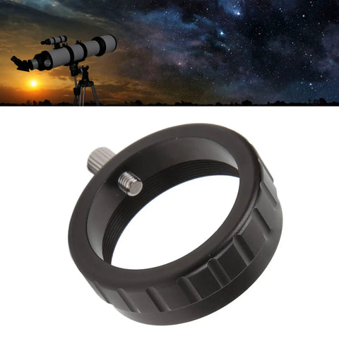 Focusing Converter Telescope Adapter M35x0.75mm To 1.25 Inch Interface with aluminum body next to telescope under stars