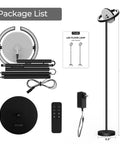 Chill At Home With A Sleek Saturn Ring LED Floor Lamp, 36W, 1800LM Bright, fully rotatable standing light package contents