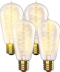 Vintage Edison Light Bulbs 60W 4 Pack ST58 Squirrel Filament Clear Glass E26 E27 Dimmable Warm White 2100K