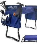 Heavy Duty Garden Kneeler And Seat Extra Wide Bench for Kneeling and Sitting, blue, with tools and foldable metal frame