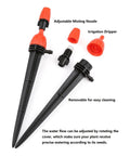 25 Adjustable Drip Irrigation Emitters For Quarter Inch Hose 360 Degree Water Flow Stake Drippers For Garden Irrigation System