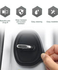 Top Shelf Soft Silicone Door Latch Covers 4 Pack Fits Cars Trucks Suv installed on door latch, highlighting easy installation and snug fit.