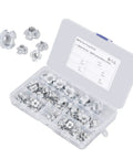 80 Piece T Nut Hardware Set for Wood and Metal, 4 Pronged Tee Nuts, Carbon Steel With White Zinc Plating in case