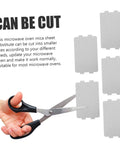 Scissors cutting 30 Pcs Oven Mica Plates And Microwave Mica Sheets Heat Insulation Covers For Microwave Reusable Accessory
