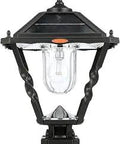 Outdoor Solar Post Light With Spiral Frame In Black Aluminum For Lamp Posts Or Pier Mount 3 Inch Fitter Warm White 2700K