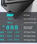 Mini UPS Power Supply Featuring 18000Mah Built In Battery Backup For Home Routers Modems And Security Cameras Equipped With Smart Lcd Display showing real-time power data.