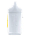 Back view of a Hy Gard 2.5 Gallon Twin Pack Hydraulic And Transmission Oil bottle, marked in gallons and liters, white plastic container.