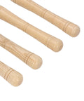 Close-up of wooden handles from the Premium 4 Piece Lathe Turning Tool Set For Woodworking Crafters Made From Heavy Duty Hard Alloy Steel.