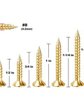 150 Piece Yellow Zinc Self Tapping Wood Screws With Flat Head Drywall Plastic Anchors Kit includes various sizes of screws.