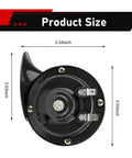 Beefed Up Ultra Loud 300DB Snail Train Horn Kit 12V Waterproof Dual Horn size shown in inches, universal ABS design