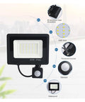 JUDYSSY Pir Motion Sensor Led Flood Light Waterproof Spotlights 30W with adjustable sensor and aluminum body for outdoor use.