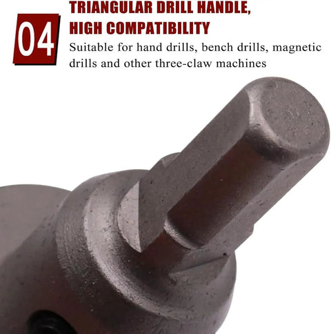 Ultimate Carbide Hole Saw Drill Set For Hard Metal And Stainless Steel With Multi Tooth Core Cutter Kit To Smash Through Tough Jobs Effortlessly In Your Garage Or Job Site For Serious Pros. triangular drill handle for hand, bench, and magnetic drills