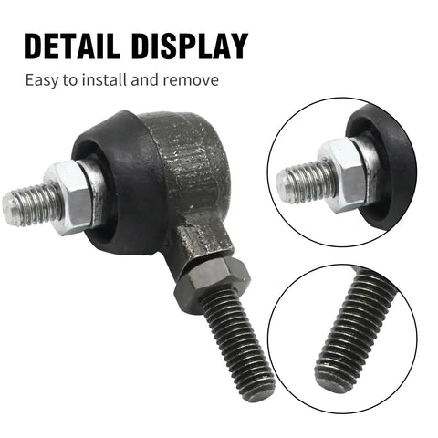Go-To Upgrade Go-Kart Steering Ball Joint Replacement For KT196 196cc 6.5HP Go-Kart Right Hand Thread Stud M8-1.25-17 And Left Hand Fixed Stud M8-1.25-23 68mm Length By 46mm Height Durable Steering Linkage Joint, black metal ball joint with threaded studs