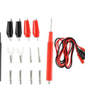 Digital Multimeter Probe Kit With 16 Piece Needle Tip Probes Insulated Clips And Test Pens For 4mm Meters In Card Slot 1000V Rated Versatile Measurement Accessory Kit displaying all components including probes, clips, and cables.