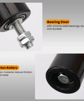 Two Pack Gate Roller Guide Kit With 6 Inch Universal Heavy Duty Sliding Gate Rollers And Nylon Wheel Hardware Set Includes 2 Sets Of Rollers And Installation Screws For Easy Durable Gate Sliding System close-up of nylon rollers and steel bearings.